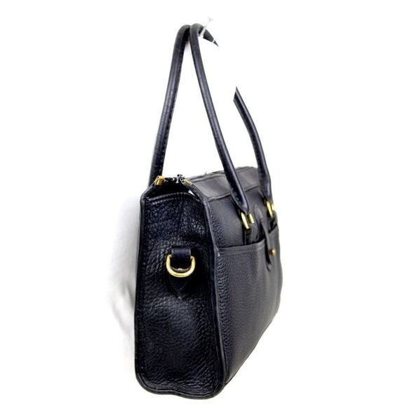 VTG Dooney & Bourke PEBBLED BLACK GENUINE LEATHER BUSINESS SHOULDER BAG PURSE - Picture 2 of 15